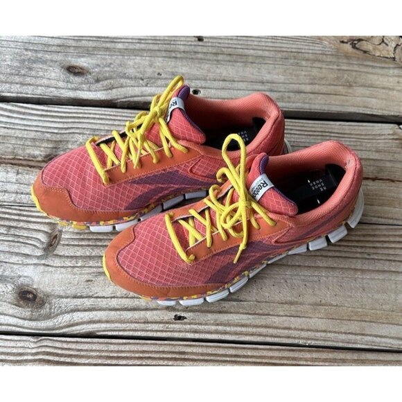 Reebok Smoothflex Running Shoes Women’s 8.5 Sneaker Yellow Pink Orange - Picture 1 of 6